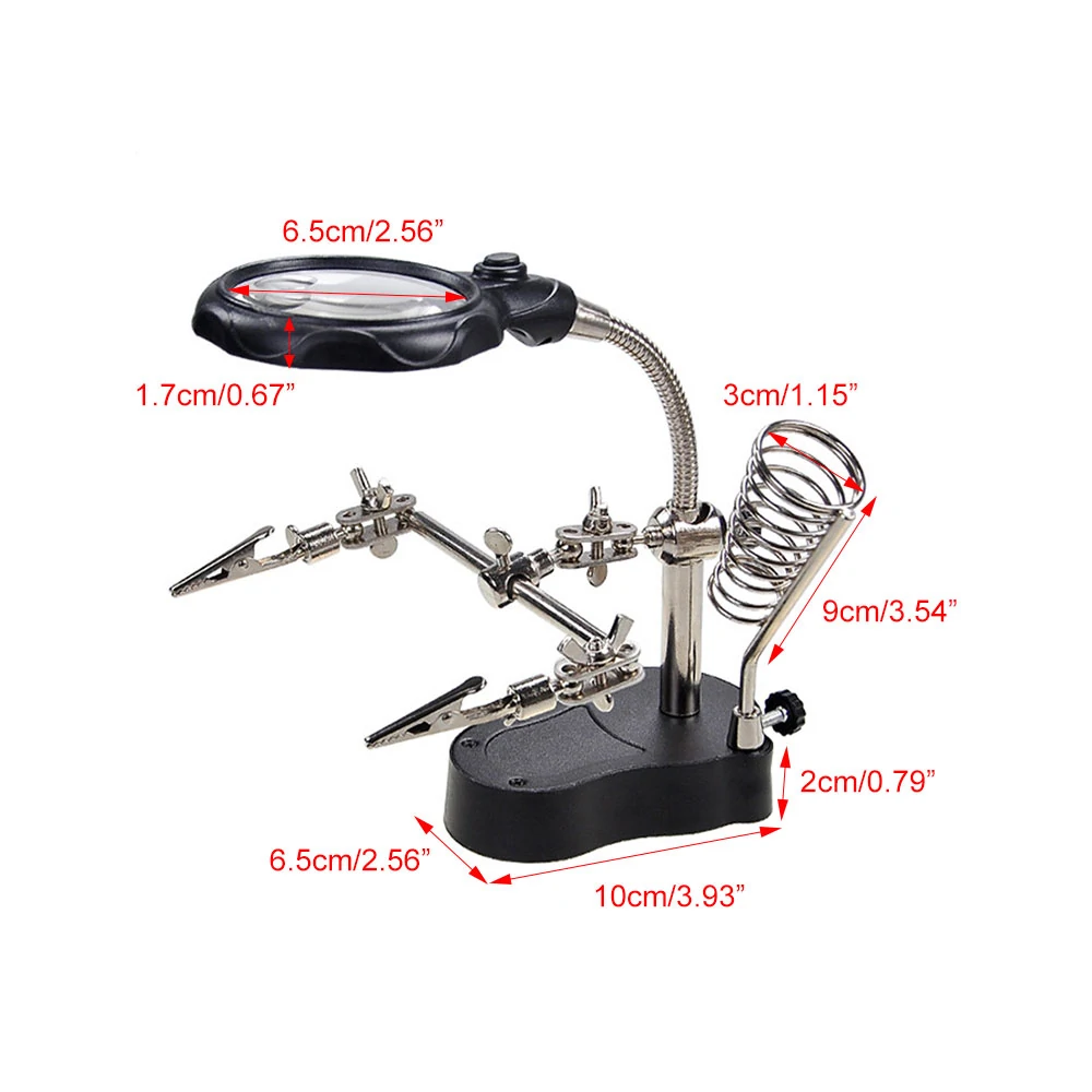 Multifunctional Electric Soldering Station Auxiliary Clamp Electric Iron Double Led Light Industrial Maintenance Bracket Type Magnifying Glass