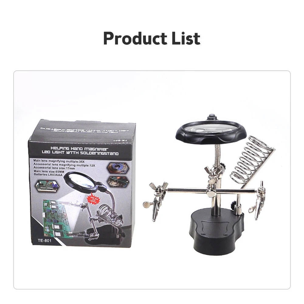 Multifunctional Electric Soldering Station Auxiliary Clamp Electric Iron Double Led Light Industrial Maintenance Bracket Type Magnifying Glass