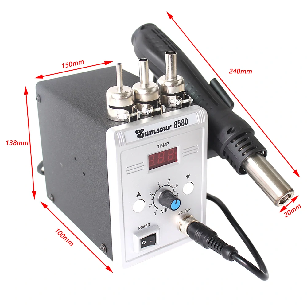 858D 700W BGA Rework Solder Station Soldering Heat Air Gun Station 220V / 110V For SMD SMT Welding Repair