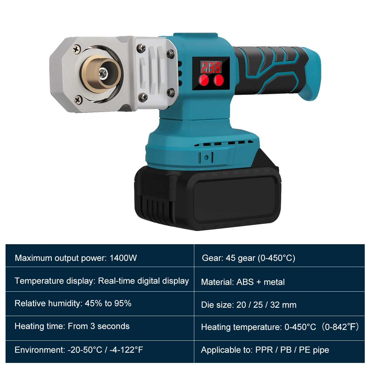 Excellway 1400W Pipe Welding Machine Kit  for Welding Plastic Pipes PP/PPR/PB/PE/PP-C Pipe EU Plug