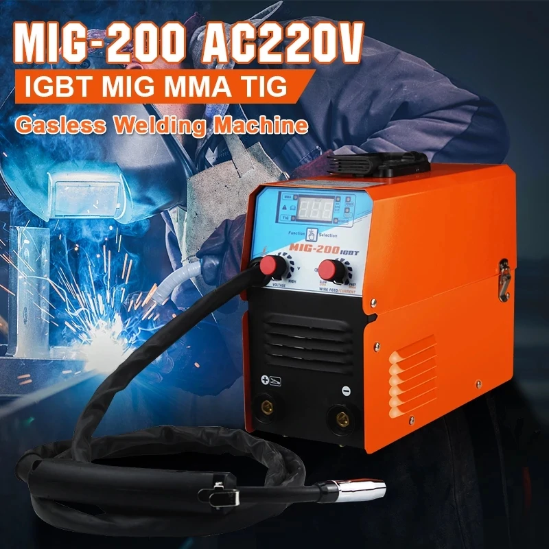 Mini MIG-200 AC220V IGBT MIG Welder MMA TIG 1 Phase Gasless Mini Welding Machine With Wire Welding Equipment
