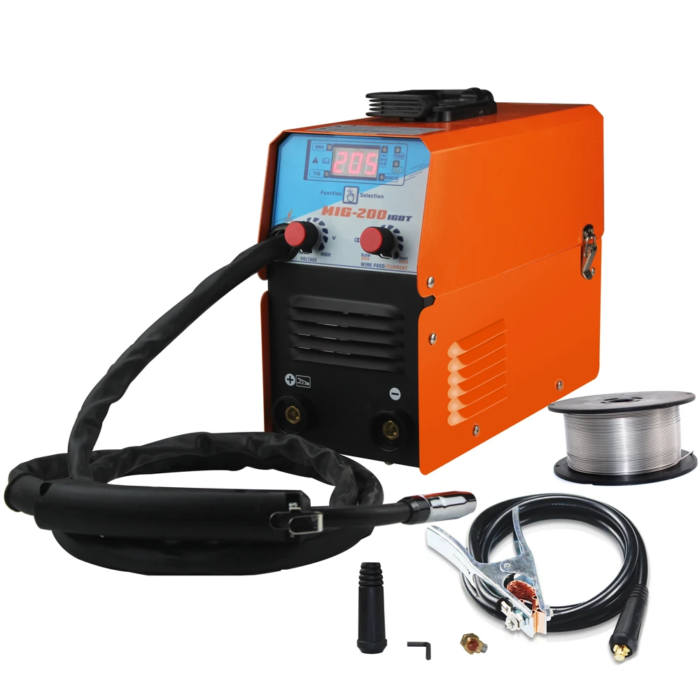 Mini MIG-200 AC220V IGBT MIG Welder MMA TIG 1 Phase Gasless Mini Welding Machine With Wire Welding Equipment