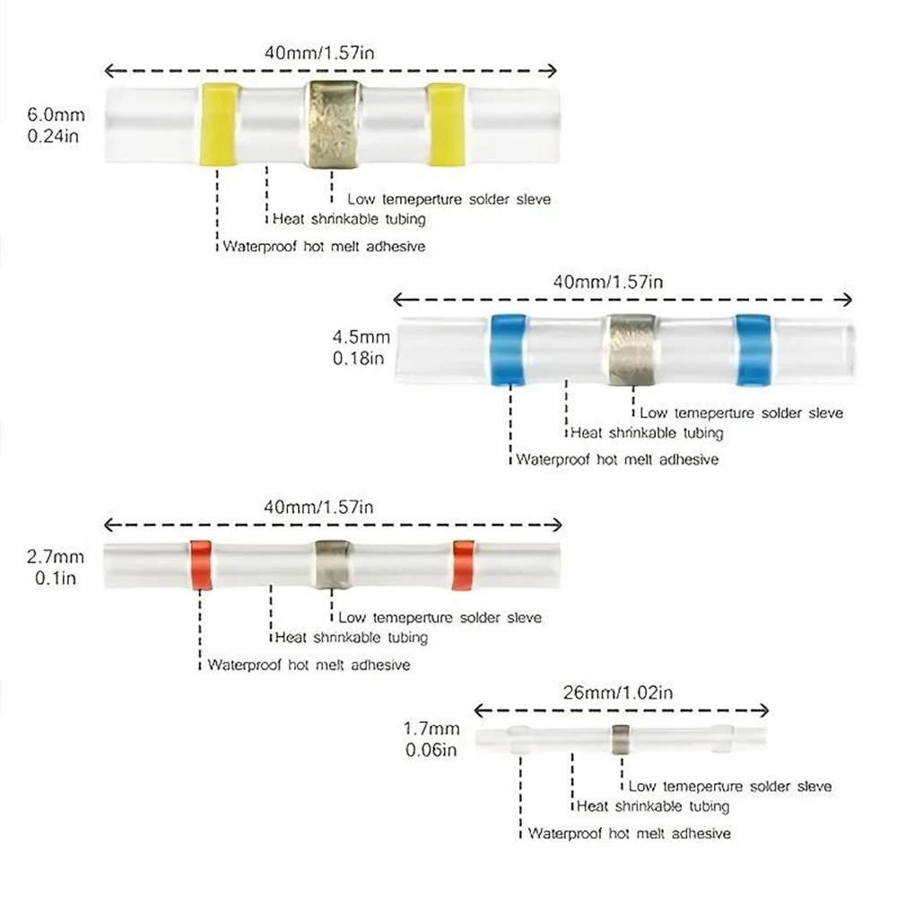 800PCS Waterproof Solder Heat Shrink Seal Sleeve Wire Butt Splice Connectors Kit