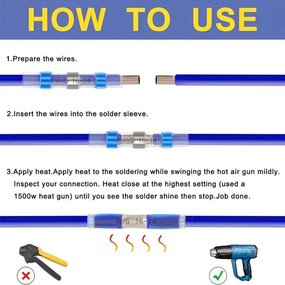 800PCS Waterproof Solder Heat Shrink Seal Sleeve Wire Butt Splice Connectors Kit