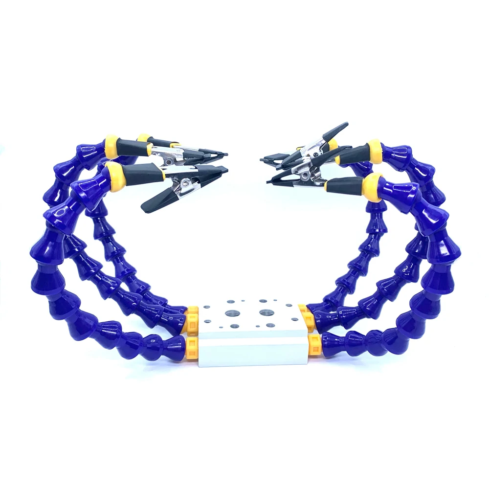 Two/Four/Six Brackets Benches Vise Table Clamp with Flexible Arm Aluminum Alloy Clamp Soldeirng Iron Holder Printed Circuit Board Welding Repairs