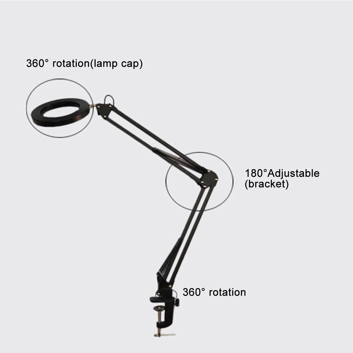 5X Magnifying Lamp Clamp Mount LED Magnifier Lamp Manicure Tattoo Beauty Light