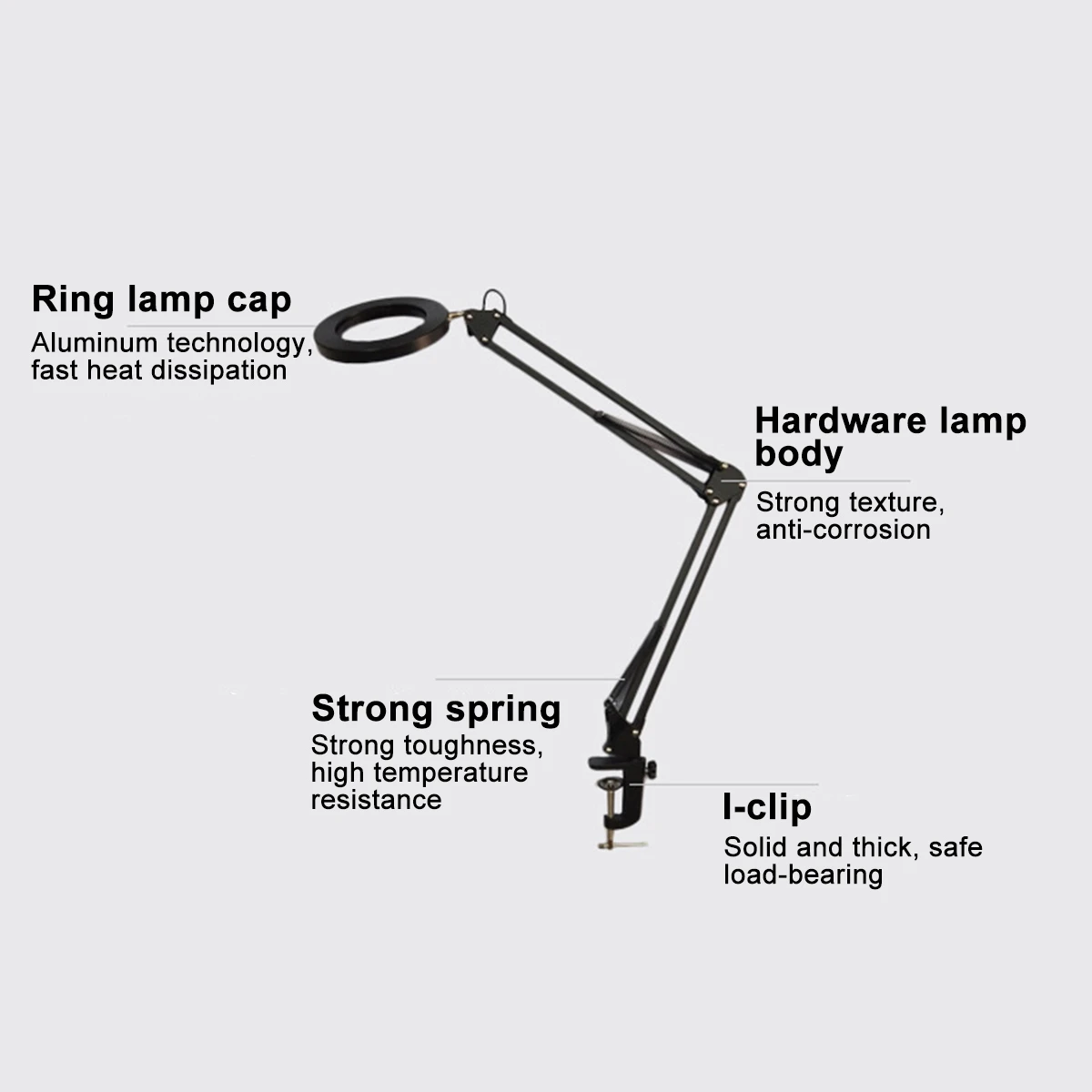 5X Magnifying Lamp Clamp Mount LED Magnifier Lamp Manicure Tattoo Beauty Light