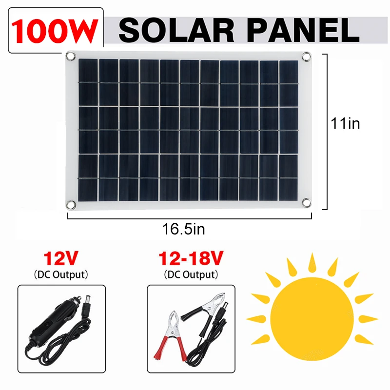 100W Solar Panel kit 12V battery Charger 10-100A LCD Controller For Caravan Van Boat