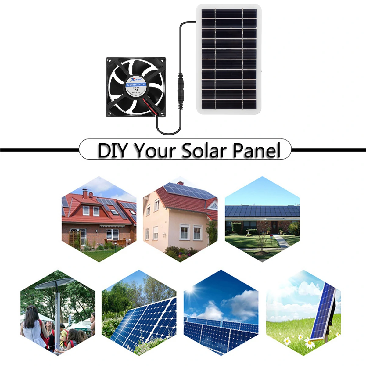 10W Portable Solar Panel Kit Dual DC 5V USB Charger Kit Solar Power Controller with Fans