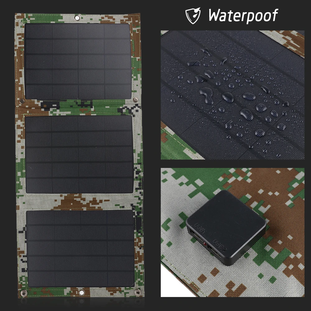 30W Solar Panel Battery Charger Solar Folding Bag Camping RV Caravan Boat Home Electricity Dual USB