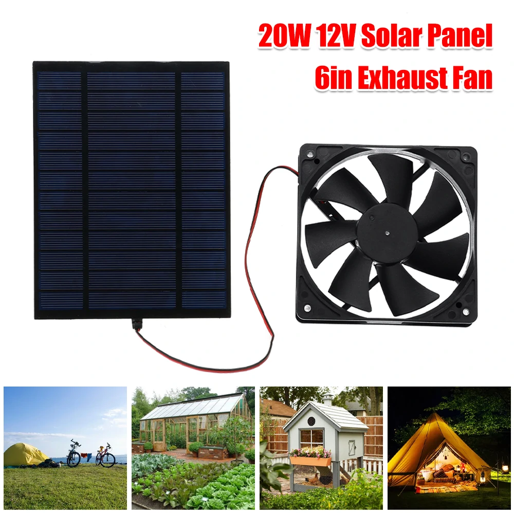 20W 12V Solar Panel Solar Fan Framed Solar Panel Module DIY Portable Charging