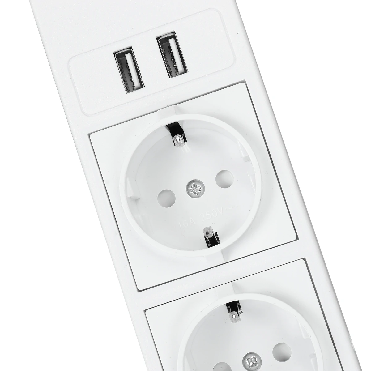 Table Socket with 2 USB 2 Sockets Built-in Socket 2-Way Installation Power Strip with 2 Screws for Kitchen Furniture or Worktops Recessed Socket 1.8 Cable16 A/3500 W