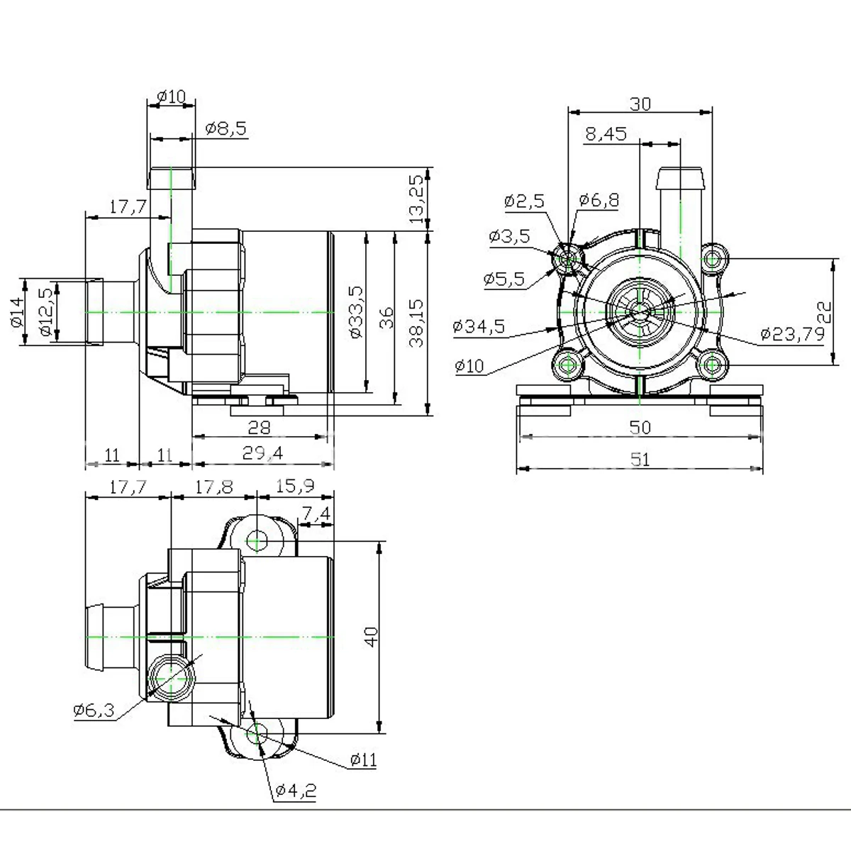ZYW520 Ultra Quiet Mini DC 12V Lift Brushless Motor Submersible Water Pump
