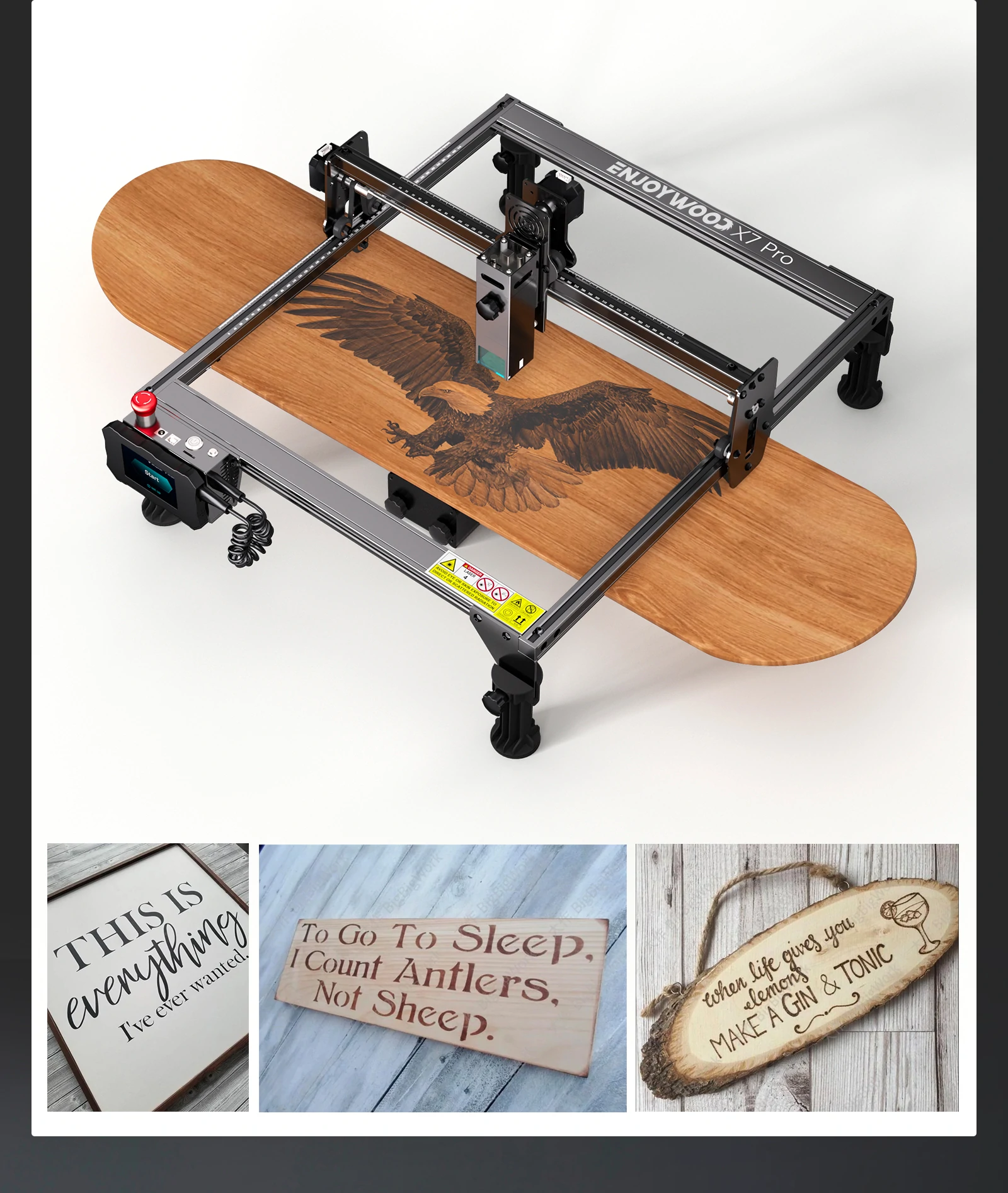 ENJOYWOOD R3 PRO Rotary Roller with Separable Support Module and Extension Towers for Laser Engraver