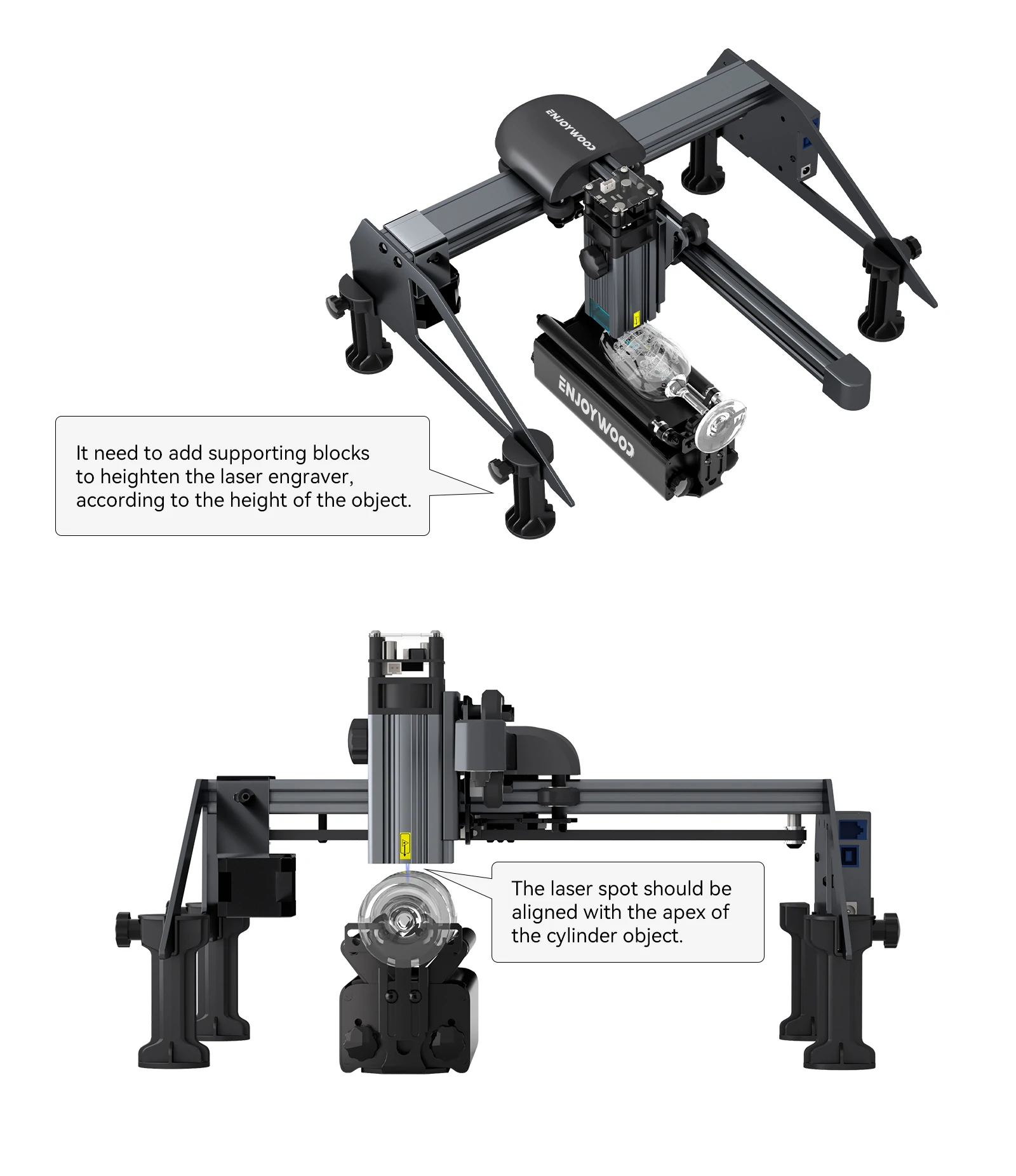 ENJOYWOOD R3 PRO Rotary Roller with Separable Support Module and Extension Towers for Laser Engraver