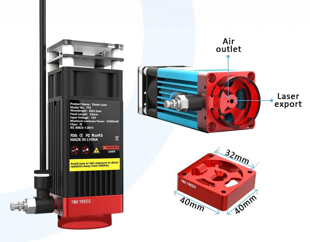 TWOTREES® Air Pump Air Assist System Quiet and High Flow Fits TwoTrees Laser Engravers Laser Engraving Machine