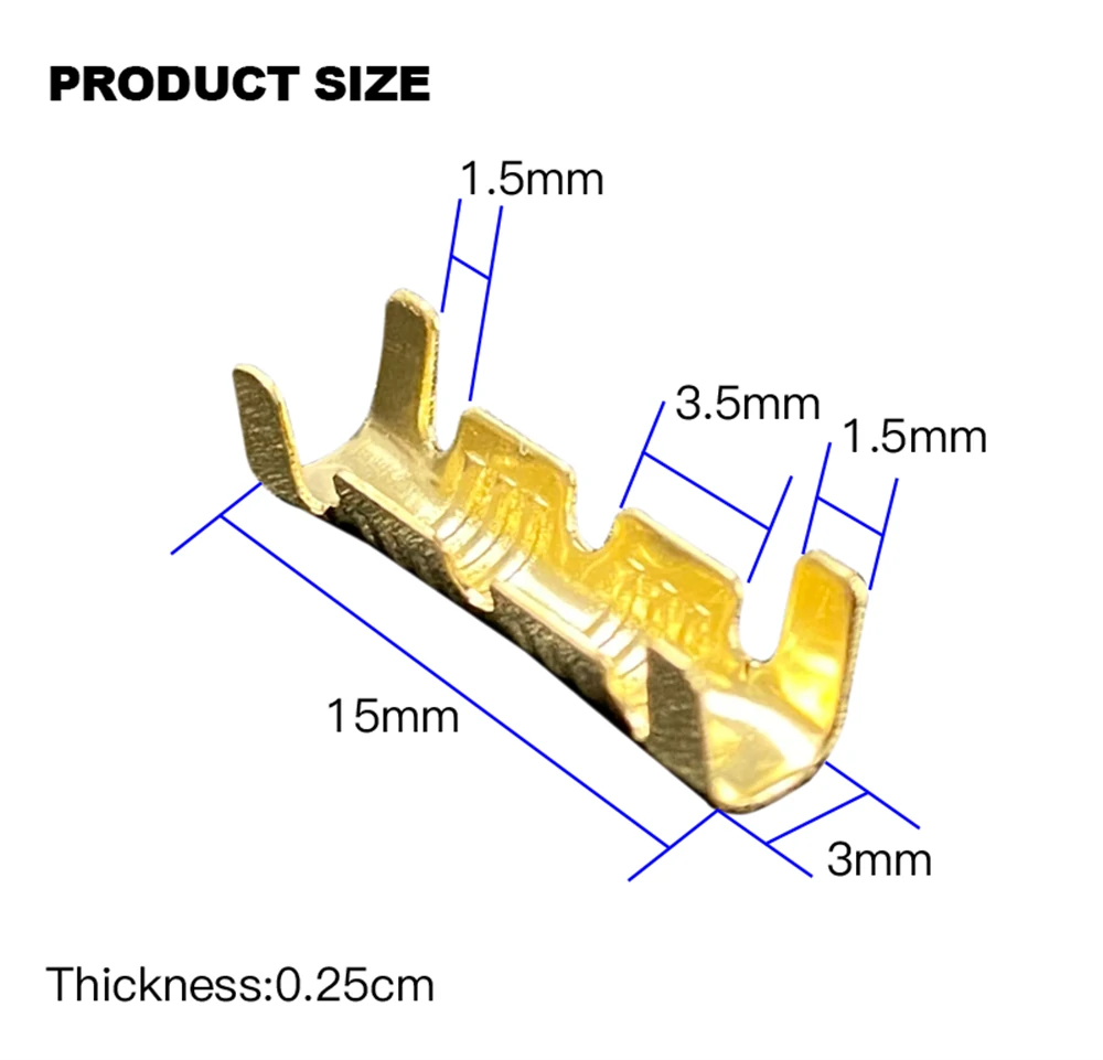 1000PCS Gold 453 U-Shaped 0.3-1.5mm 2 Terminal Tab Cold Inserts Connectors Cold Terminal Small Teeth Fascia Terminal