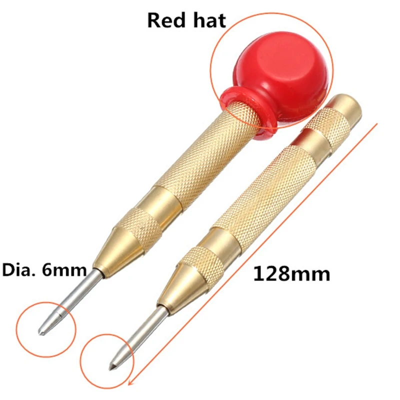 6mm Automatic Center Pin Punch Spring Loaded Marking Starting Holes Tool