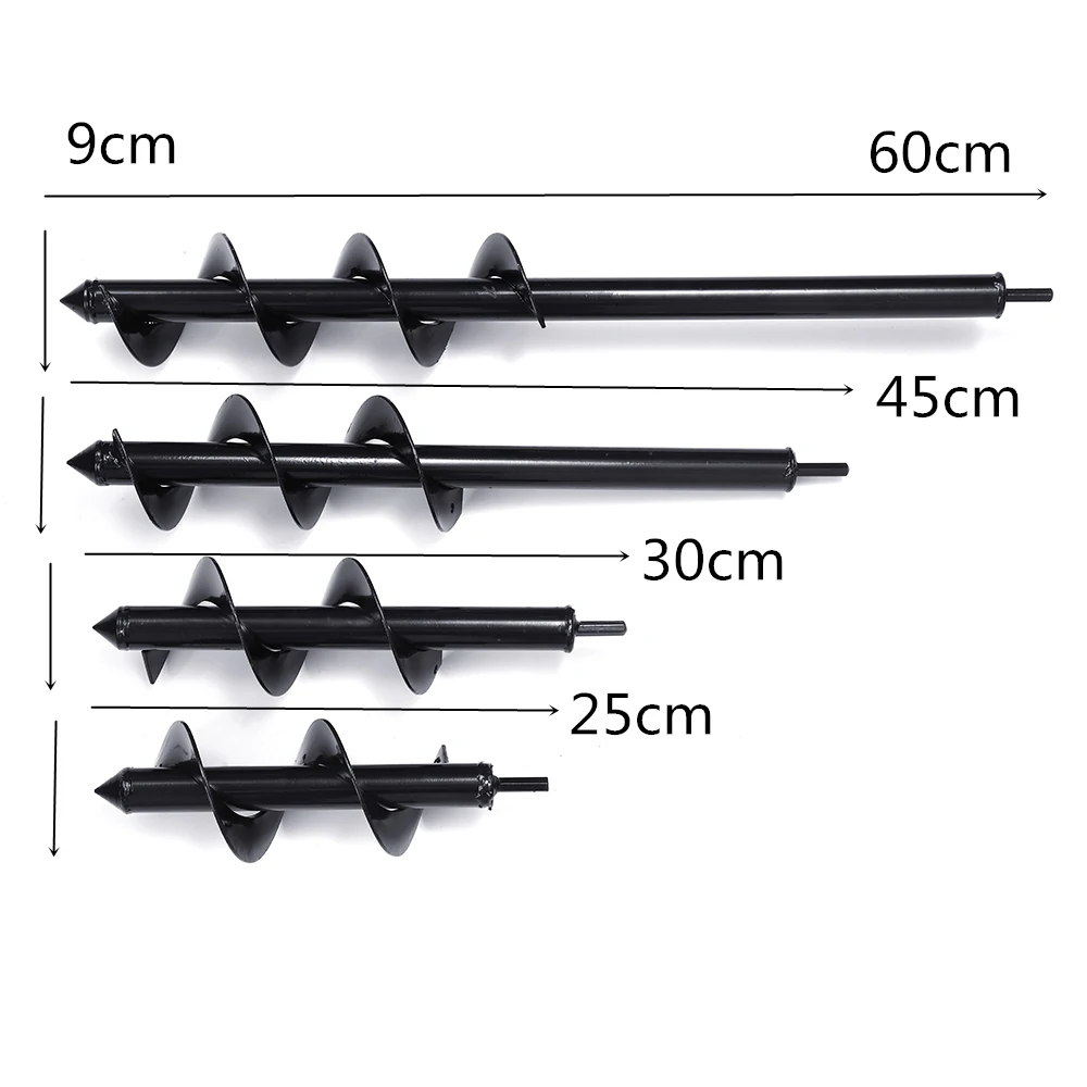 9x25/30/45/60cm Garden Auger Small Earth Planter Drill Bit Post Hole Digger Earth Planting Auger Drill Bit for Electric Drill