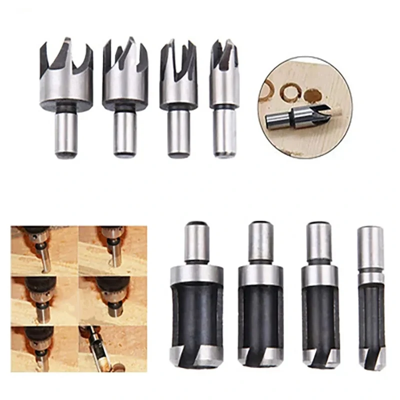 8PCS HSS Cork Drill Bit Set Wood Plug Cutter Drill Cutting Tool Drill Bit Set Bored Hole Tenon Drills