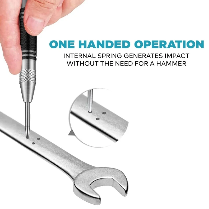 Automatic Center Pin Punch Spring Loaded Marking Starting Holes Tool