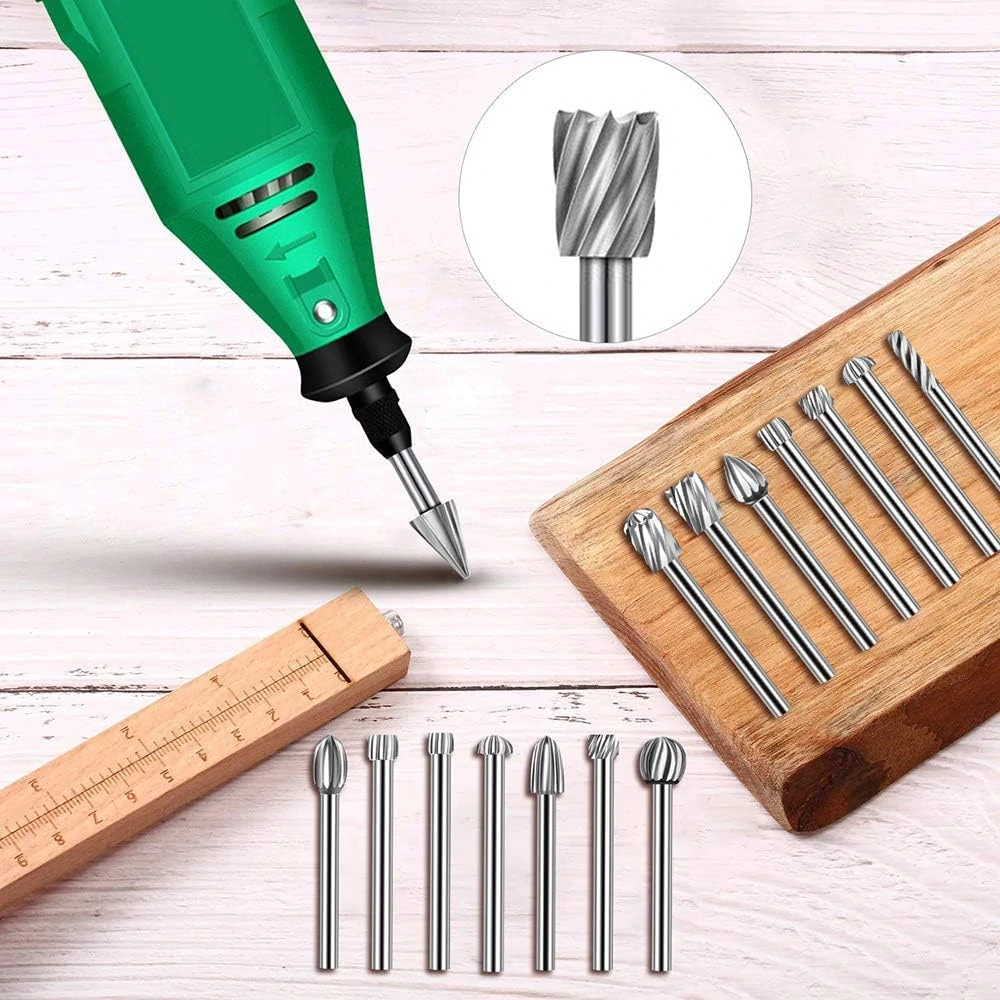 3mm High Speed Steel Woodworking Rotary Files Set of 20 - Carving DIY Polishing Grinding Head Milling Cutter Kit Accessories