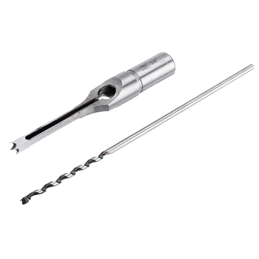 4PCS 6.35/7.94/9.5/12.7mm Woodworking Square Hole Drill Bit Mortising Chisel