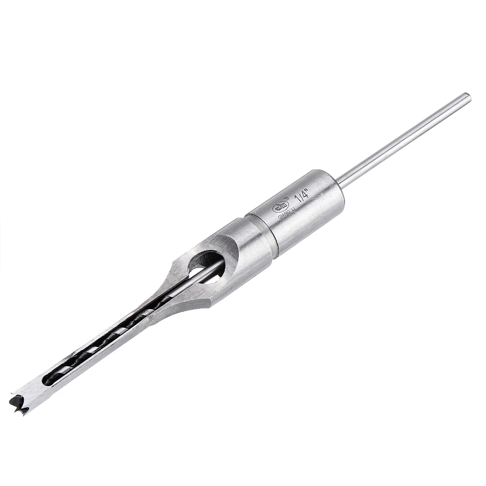 4PCS 6.35/7.94/9.5/12.7mm Woodworking Square Hole Drill Bit Mortising Chisel