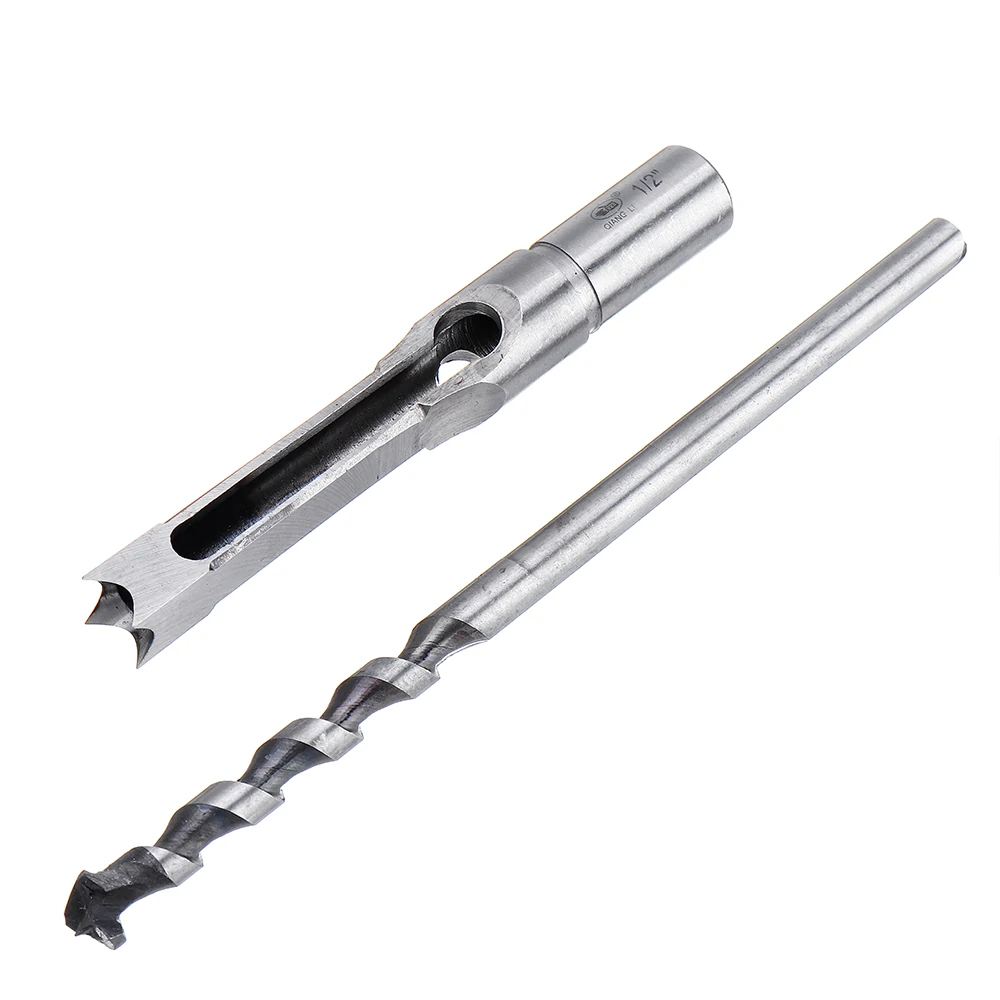 4PCS 6.35/7.94/9.5/12.7mm Woodworking Square Hole Drill Bit Mortising Chisel